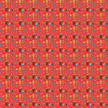 Raster Illustrasyon. Soyut çiçeklerle kusursuz desen.