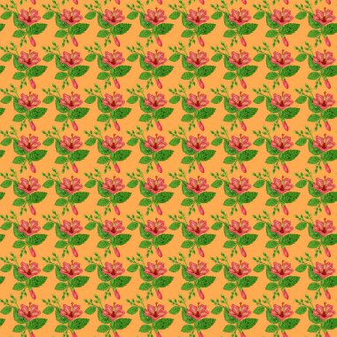 Tropikal yapraklarla kusursuz desen. Vektör illüstrasyonu