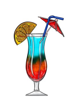 Buzlu ve limonlu kokteyl. vektör illüstrasyonu