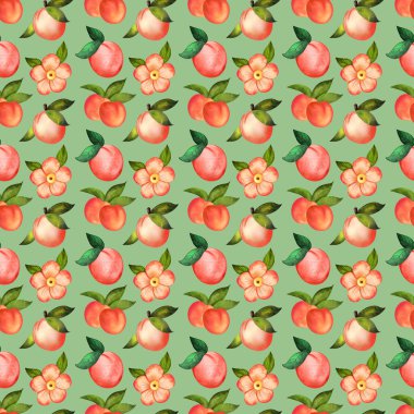 Elle çizilmiş suluboya kirazlı kusursuz desen. vektör illüstrasyonu