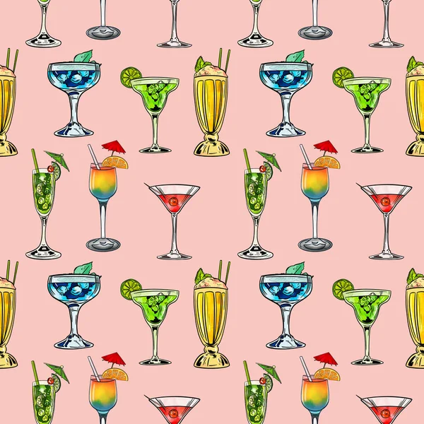 Seamless Pattern Cocktails Vector Illustration — Stock Photo, Image