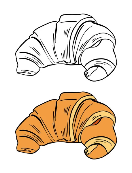 Croissant Vector Icoon Handgetekende Illustratie Geïsoleerd Witte Achtergrond Voor Grafisch — Stockfoto