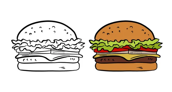 Hamburger Hamburger Jedzenie Szybko Kanapka Hamburgery Menu Ilustracja Wektor — Zdjęcie stockowe