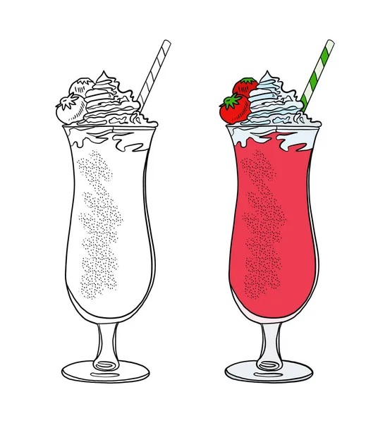 Cocktail Med Glass Och Ett Glas Vatten Vektor Illustration — Stockfoto