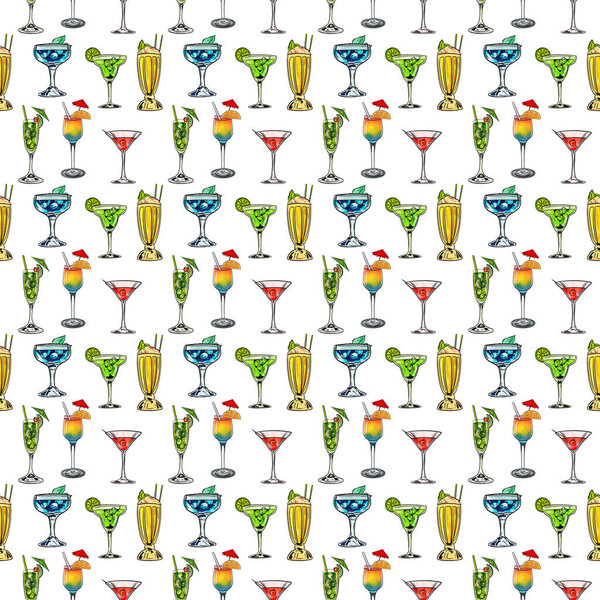 seamless pattern with cocktails. vector illustration