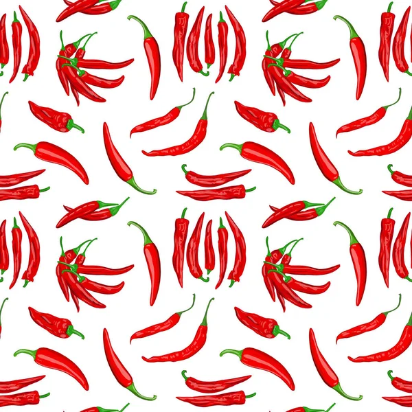 Απρόσκοπτη Μοτίβο Κόκκινες Πιπεριές Τσίλι Λευκό Φόντο — Φωτογραφία Αρχείου