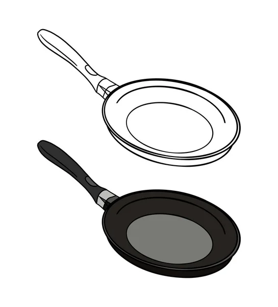 Ikona Patelni Zarys Ilustracji Ikon Wektorowych Naczyń Kuchennych Sieci Web — Zdjęcie stockowe