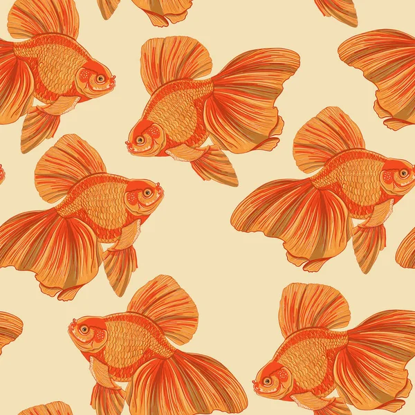手描きの魚でシームレスなパターン ベクターイラスト — ストック写真