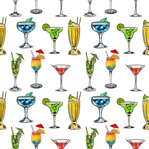 Nahtloses Muster Mit Cocktails Vektorillustration — Stockfoto