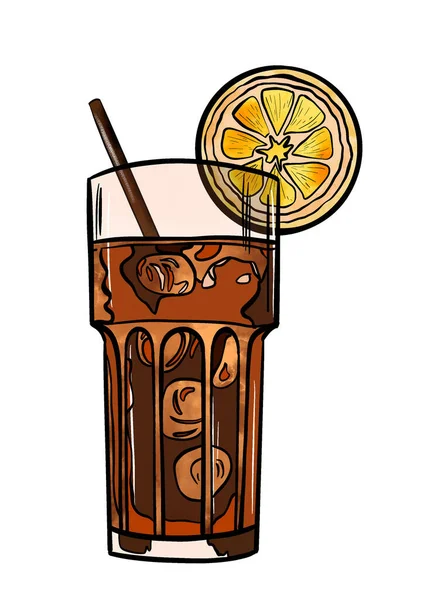 Cocktail Med Och Halm Vektorillustration — Stockfoto