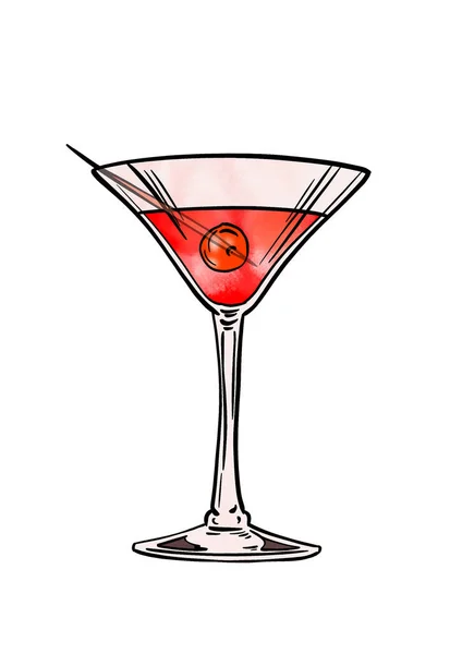 Gelas Koktail Dengan Martini Dan Ilustrasi Vektor — Stok Foto