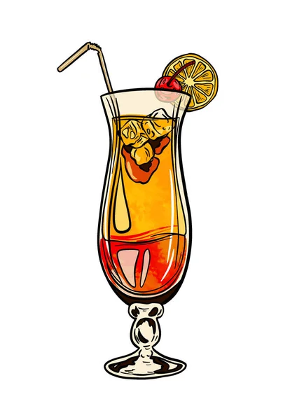 Hand Drawn Cocktail Lemon Ice Vector Illustration — Stock Photo, Image