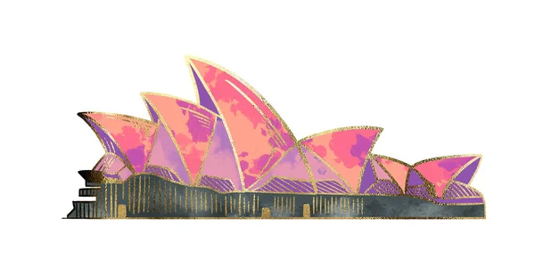 Ilustração de um desenho colorido do símbolo da Austrália lilás sobre fundo isolado branco — Fotografia de Stock