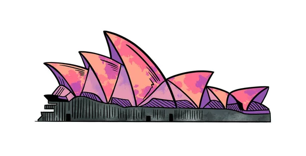 Illustration of a colored drawing of Australia symbol lilac on white isolated background — Stock Photo, Image