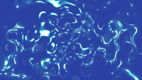 Geanimeerde achtergrond met bewegende golven van blauwe en blauwe gloed met glans. — Stockvideo