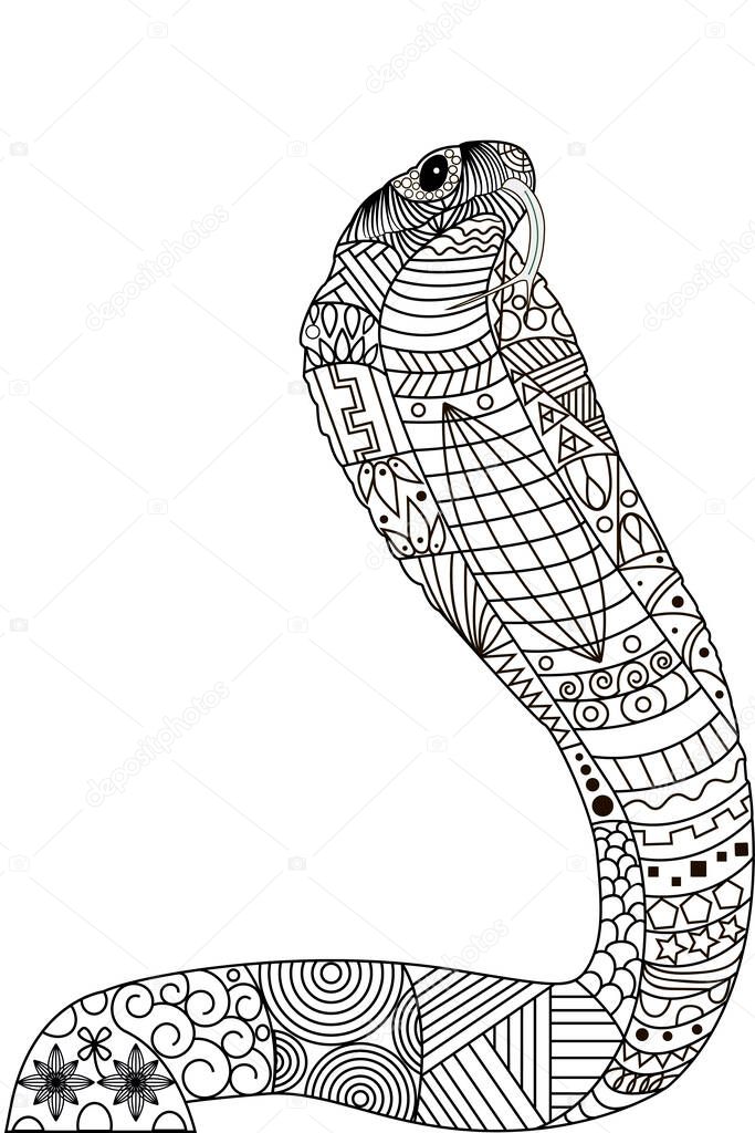zentangle snake for coloring books for children and adults
