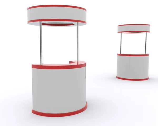 Ticaret Fuar Standı ve izole - boş rulo afiş 3d render Şablon tasarımcıları için
