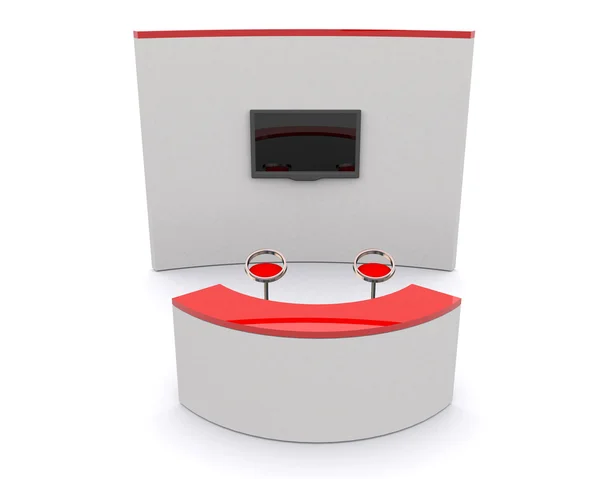 Ticaret Fuar Standı ve izole - boş rulo afiş 3d render Şablon tasarımcıları için