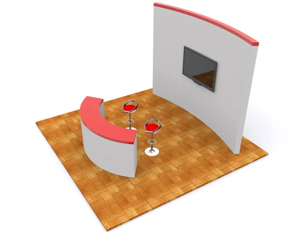 Ticaret Fuar Standı ve izole - boş rulo afiş 3d render Şablon tasarımcıları için