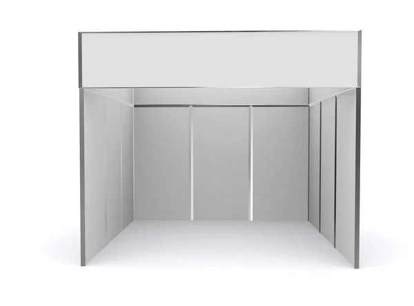 Ticaret Fuar Standı ve izole - boş rulo afiş 3d render Şablon tasarımcıları için