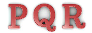 P, Q, R, 3d kırmızı harfler izole beyaz arka plan (kaydetme yolunu)