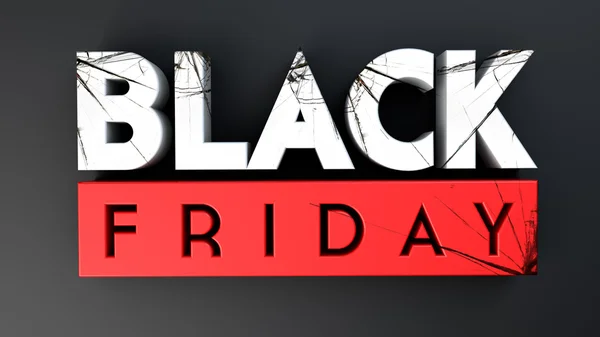 Black Friday zdrobind 3D pe fundal negru — Fotografie, imagine de stoc
