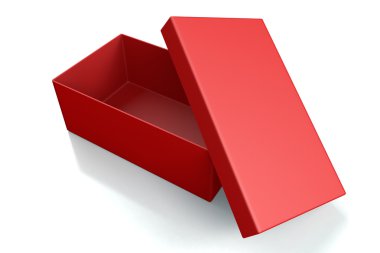 Beyaz izole kırmızı açık ayakkabı kutusu