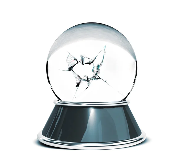 Хрустальный шар на белом фоне и битое стекло - Шаблон для дизайнеров — стоковое фото