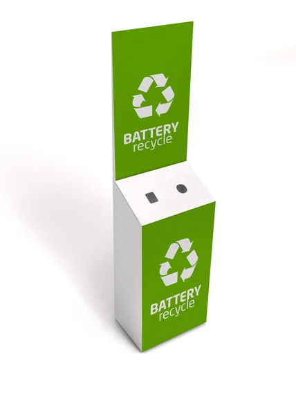 Modelo 3D de lixeira verde vazia Reciclagem de bateria — Fotografia de Stock