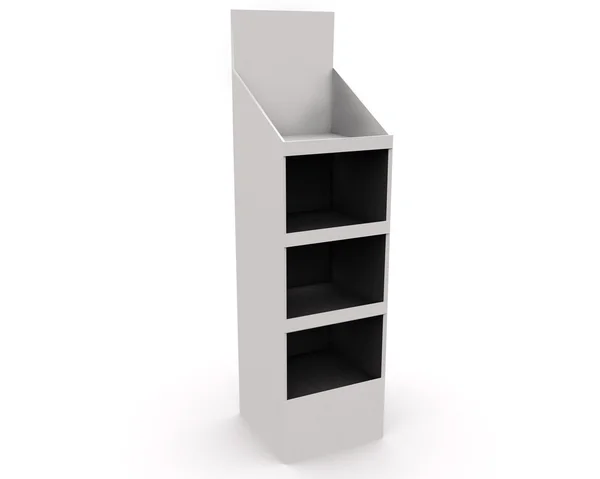 Set of displays with shelves on white. render — Stock Photo, Image