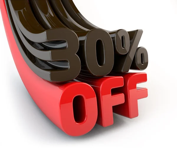 Kırmızı kapalı %30. Reklam indirim. 3D render illüstrasyon