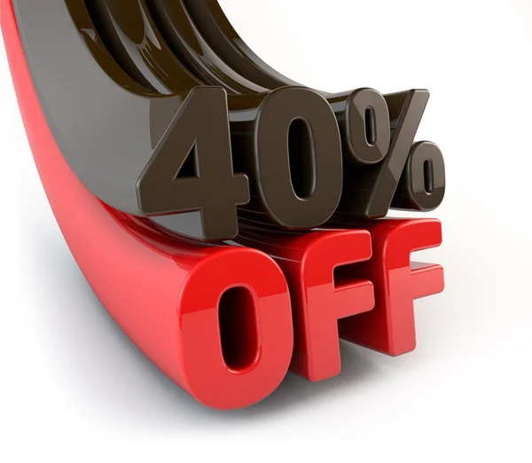 Kırmızı kapalı %40. Reklam indirim. 3D render illüstrasyon.