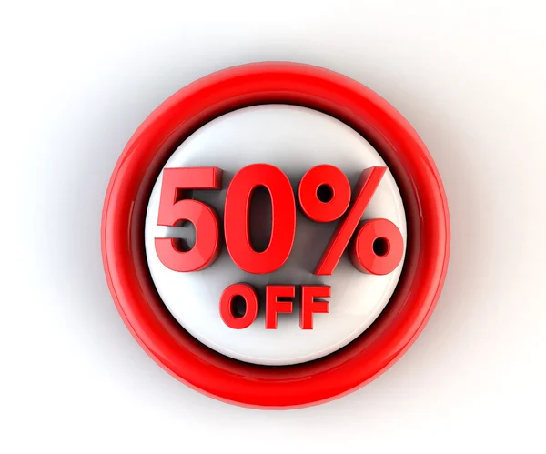 Kırmızı %50 off. Reklam indirim. 3D render illüstrasyon.