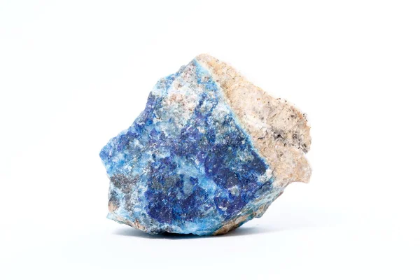 Soladenit Mineral Med Vit Bakgrund Blå Sten — Stockfoto