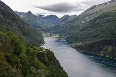 Norveç, Geiranger fiyordunun panoramik görüntüsü