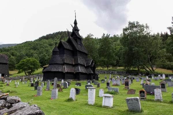 Деревянная Церковь Викингов Боргунда Норвегия Церковь Построенная Сгоревшего Дерева — стоковое фото