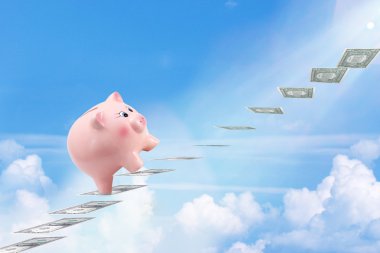 Güzel kumbara başarı için merdiven çıkma Doları yasağı yaptı