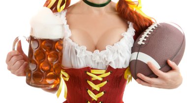 Sexy Woman , Beer Glass and American Football clipart