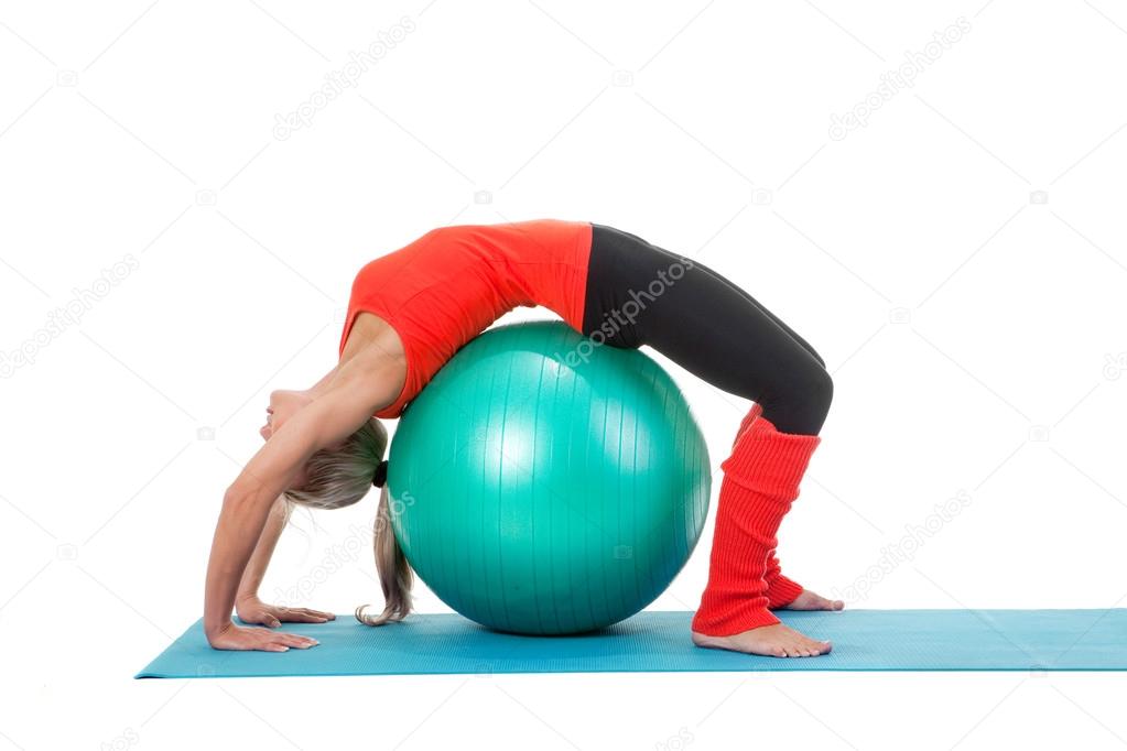 Fitness series: woman and exercise ball