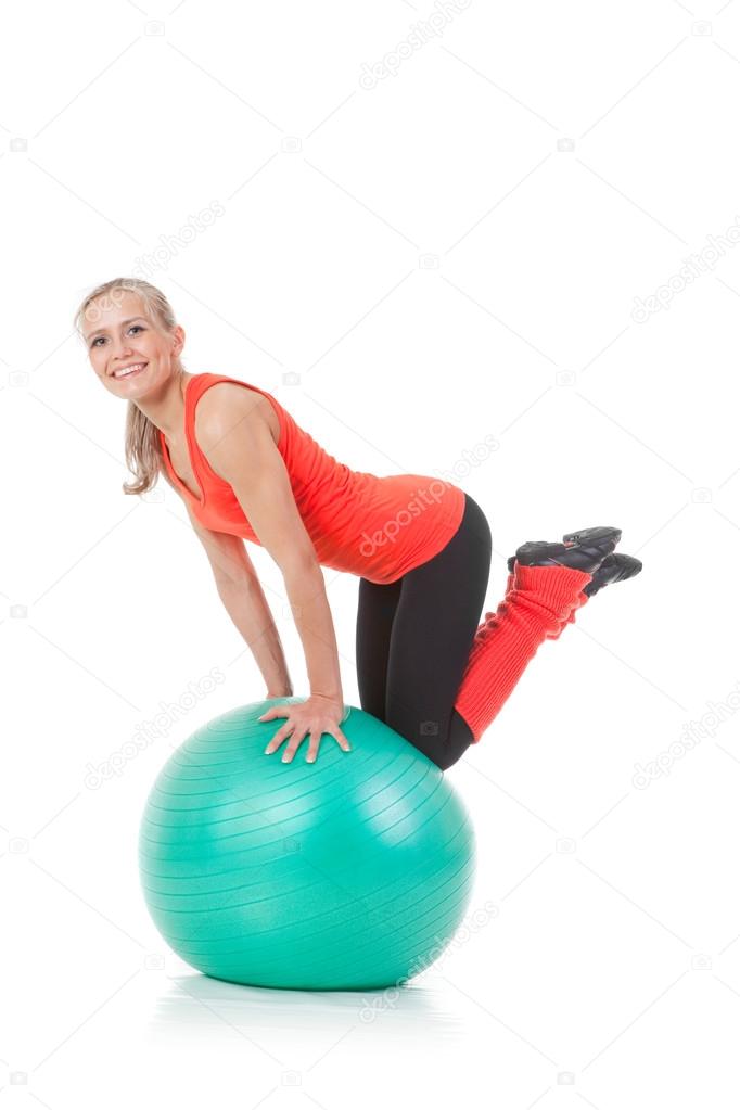 Fitness series: woman and exercise ball