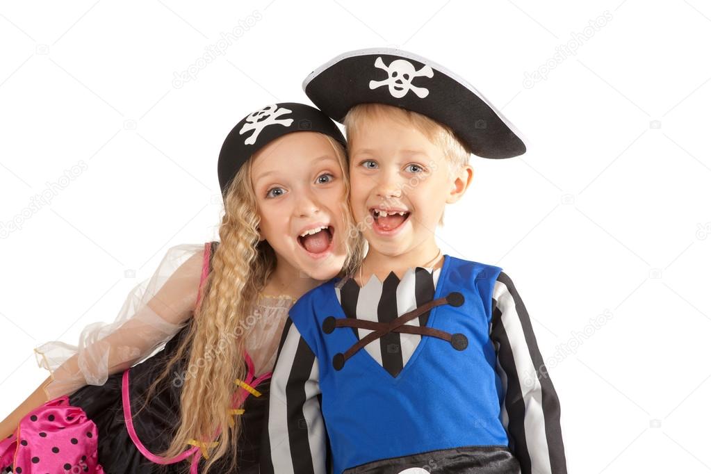 Two Children in Pirates Costumes