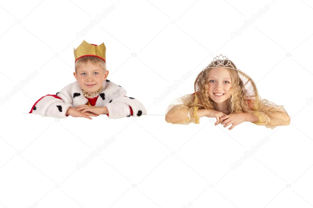 Littlel King and Queen Holding the Sign