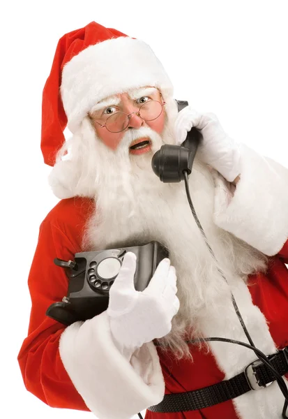 Santa talar i telefon — Stockfoto