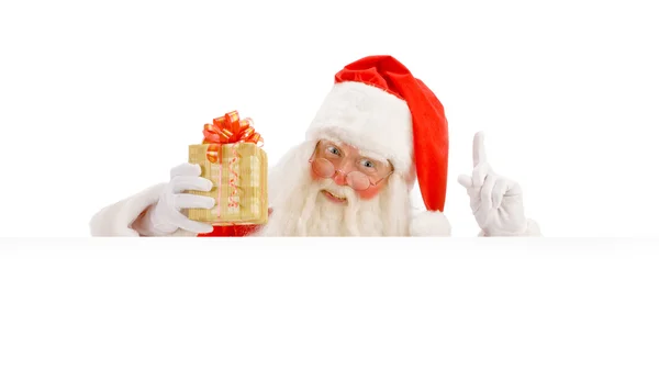 Santa claus houden een teken — Stockfoto