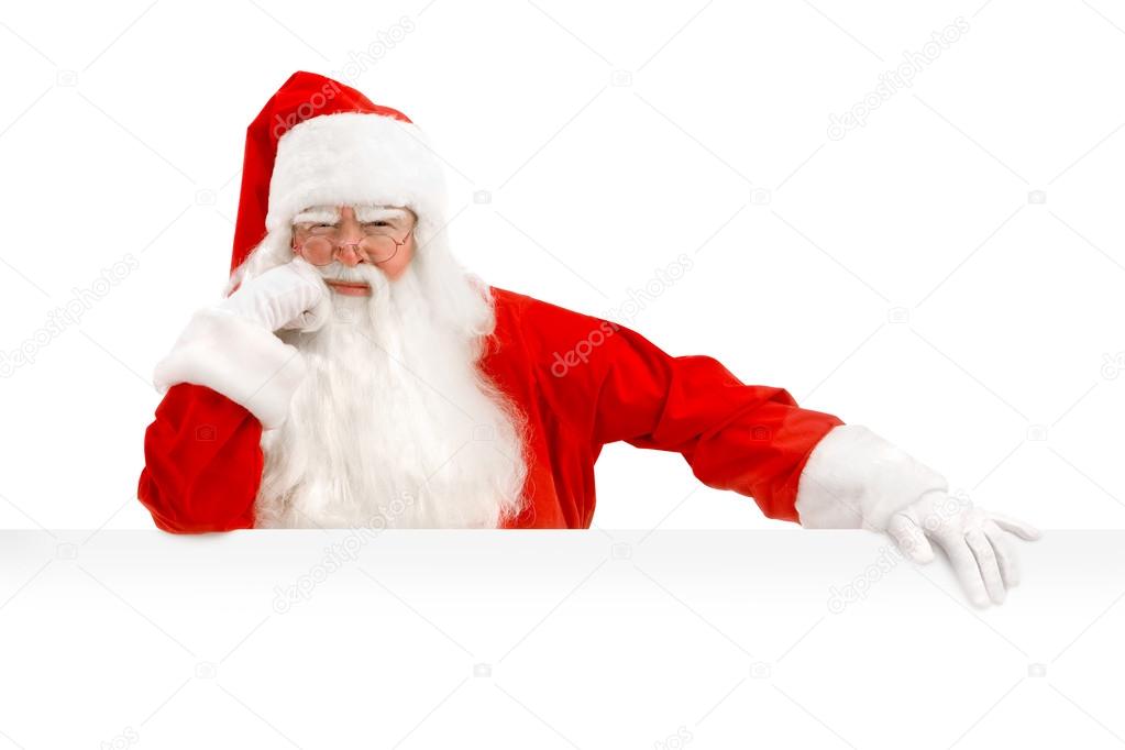Santa Claus Holding a Advertising Space
