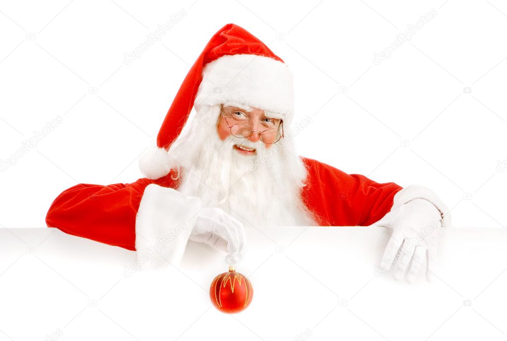 Santa Claus Holding a Advertising Space