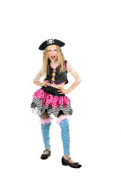 Girl seven years old wearing a pirate costume carnival — Stock Photo, Image