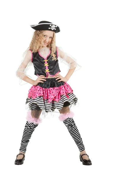 Girl seven years old wearing a pirate costume carnival — Stock Photo, Image