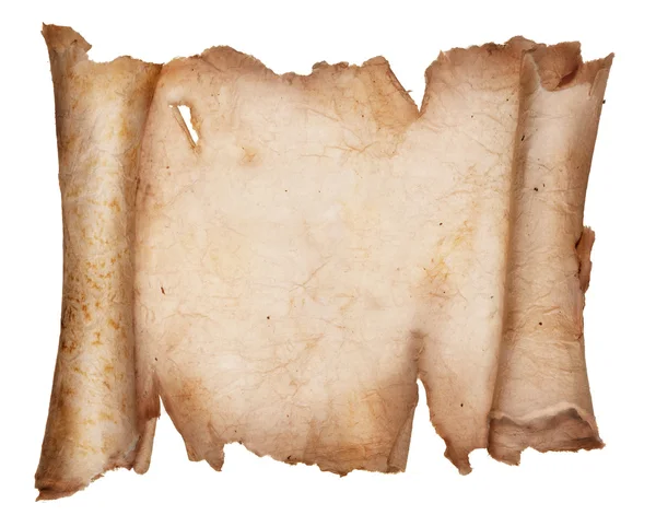 Oude gescheurd papier Scroll geïsoleerd op een witte achtergrond — Stockfoto