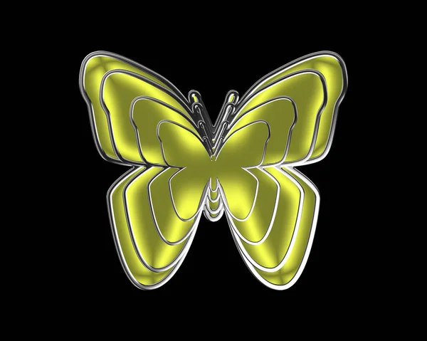 Żółty Motyl Srebrnej Obręczy Odizolowany Czarnym Tle — Zdjęcie stockowe